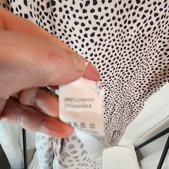 NWT  NCLOOK Loose  Ruffle Dress Crewneck Khaki Spots Size L - Picture 6 of 6